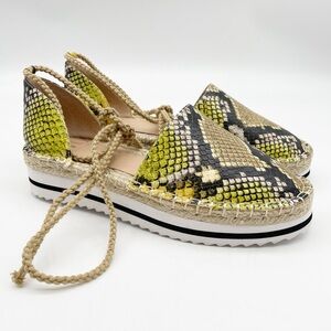 JLO Jennifer Lopez DSW Sandals Womens 9 M Espadrille Tan Black Yellow  Tone Boho